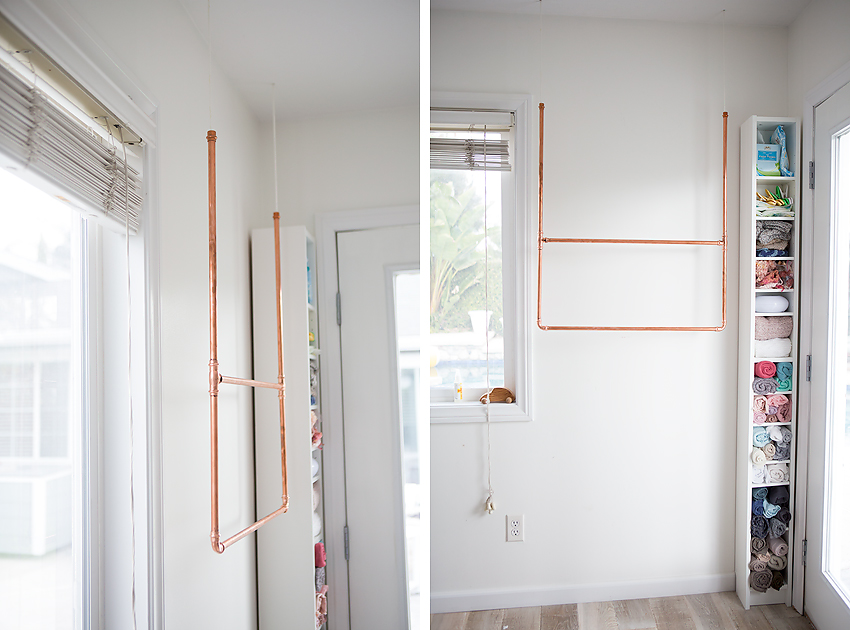 Hanging Copper Pipe Clothing Rack DIY - A Beautiful Mess