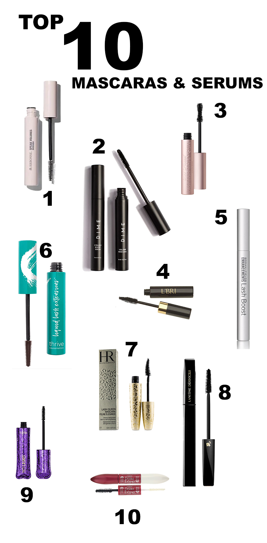 top ten mascaras and serums