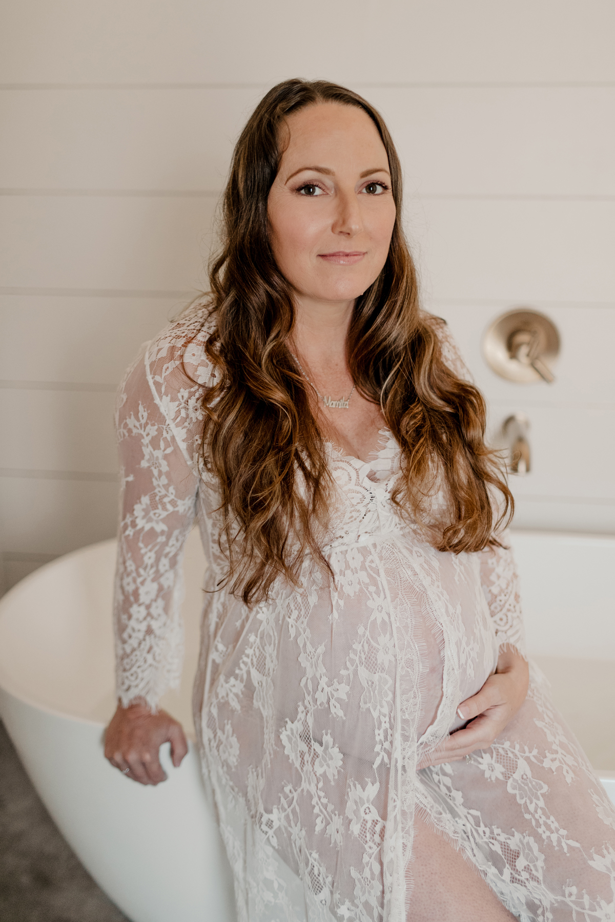 Milk Bath White Lace Maternity Dress